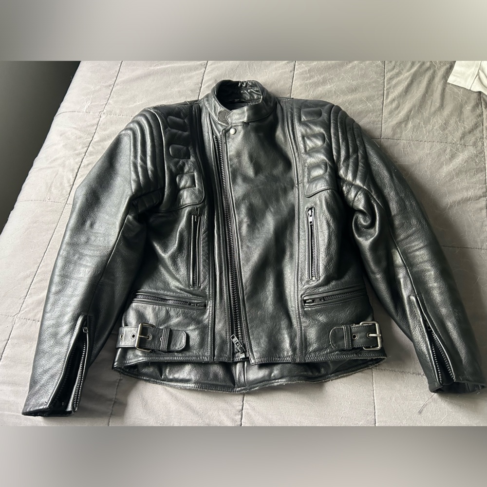 Real leather biker jacket